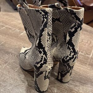 Paris Texas Black and Cream Snakeskin Heeled Boots